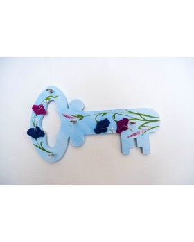 Happy Threads Key Holder With Crochet Motifs (Blue)